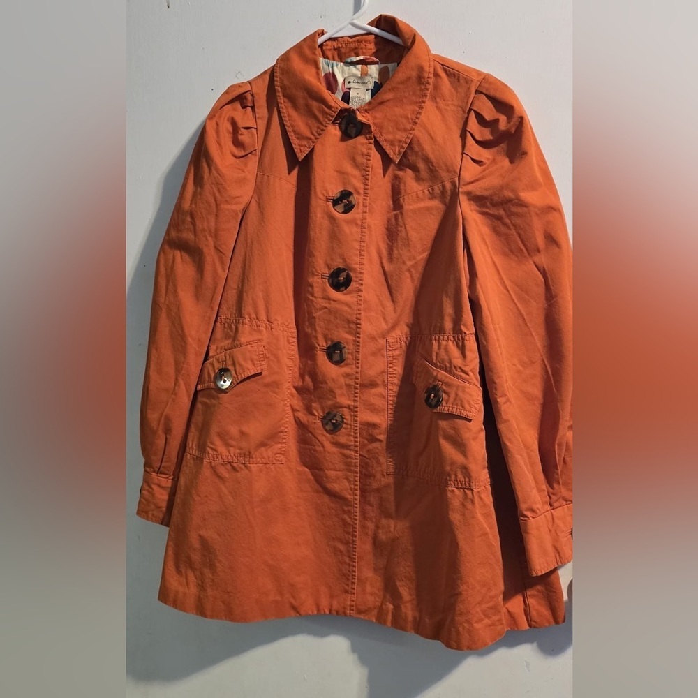 Elevenses‎ Orange Trench Coat with A-Line Silhouette